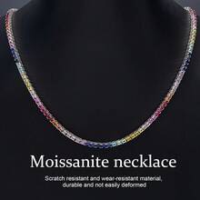S925 Silver 5mm 0.5CT Moissanite Colorful Tennis Necklace Hip-Hop Luxury Jewelry Perfect For Banquets Weddings & Holiday Gifts - 22 英寸 - 查看 6