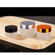 1pc Frosted Glass Cosmetic Jar, Suitable For Storing Liquid Foundation, Face Cream, Eye Shadow, Lip Balm And Other Cosmetics - Silver - View 8