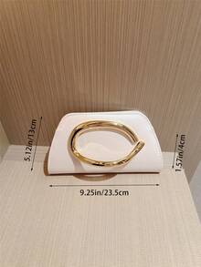 1 chiếc ví cầm tay mini kiểu dáng châu Âu và Mỹ trang trí kim loại, túi xách sang trọng, thanh kim loại sáng bóng, thích hợp cho váy dạ hội, tiệc tùng, đám cưới, dạ tiệc, lễ hội. Bao gồm dây xích kim loại. - trắng - Xem 5