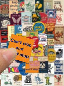 50pcs Retro American Encouragement Stickers Decals For Laptop Notebook Suitcase Skateboard Guitar Funny Graffiti Stickers Creative Gifts Scrapbook Supplies Stationery Funny Stickers Kindle - A - View 4