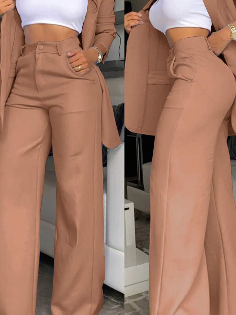 Pink Two Piece Set Women – Feminine Blazer And Skirt/Pants, Wedding Guest Suit, Prom Formal Wear, Cute Office Outfit, Old Money Style - 西瓜粉 - 查看 1