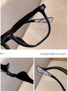 1pc Large Frame Studded Computer Glasses - Clear - View 3