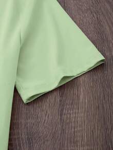 Camiseta de manga corta con cuello redondo y estampado a la moda, top casual de primavera y verano, ropa de mujer. YJ2E - Frijoles verdes - Ver 3
