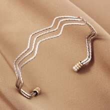 1pc High-Quality Stainless Steel Hollow Three-Layer Glossy Opening Adjustable Bracelet For Men And Women Daily Casual Street Party Personalized Versatile Simple Jewelry Gift - Bracelet - View 2