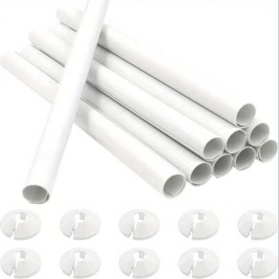 10 قطع أغطية أنابيب مشعاع بلاستيكية من PVC بمقاس 200 مم * 15 مم، أكمام مشعاع مسمكة بقطر 15 مم مناسبة للمشعاعات، ديكورية ومضادة للتلوث