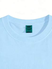 Men's 100% Cotton T-Shirt, Casual Wear, Suitable For Vacations And Workouts, Minimalist Design, No Print. - Màu xanh nhạt - Xem 5