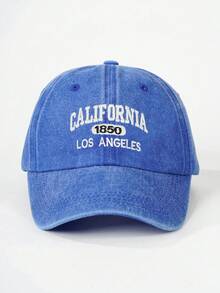 1顶绣有“CALIFORNIA 1850 LOS ANGELES”字样的水洗棒球帽，可调节户外防晒休闲帽，适合春秋季旅行、海滩度假、男童佩戴，Y2K风格 - 棒球帽 - 查看 12
