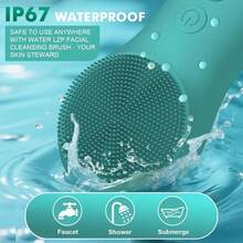 Silicone Electric Facial Cleansing Brush With 6 Speeds, Waterproof - 綠色黃金 - 查看 5