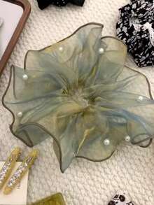 1pc Water Wave Bohemian Pearl Chiffon Scrunchie, Versatile Atmosphere Feeling, Hot Selling Spring/Summer Travel & Beach Accessory Hair Ties Scrunchy Hair Ties Ponytail Holders - Multicolor - View 4