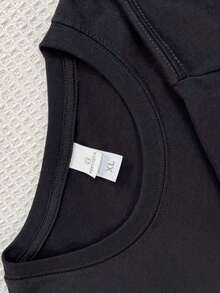 Womens% Cotton Casual Bless Subtle Christian Minimalist Religious Faith-Shirt - 黑色 - 查看 3