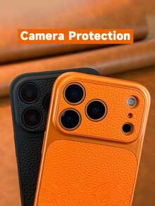 极简皮革！奢华纹理皮革手机壳，电镀包边，全方位摄像头保护，纤薄贴合，轻巧舒适，防滑设计，兼容 11/12/13/14/15/16/16 Pro Max、17/17 Pro/17 Pro Max/Air。低调奢华！复古皮革手机壳，精致简约设计。 - 黑色 - 查看 6