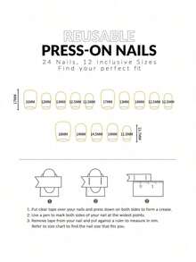 30pcs Elegant Ink Painting Style Leaves & Design False Nails Coffin Shape Nail Tips Women And Girls Press On Nails Nail Supplies - 棕色 - 查看 7