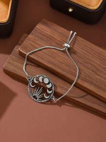 1件装时尚简约镂空月亮图案派对礼物手链，可调节完美设计饰品，周年纪念礼物 - 手鍊 - 查看 8