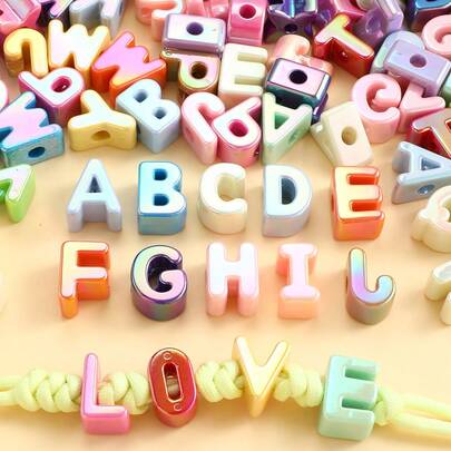 5/20pcs 16-23mm Shiny Big Size Letter Beads Acrylic Spacer Beads, Perfect For Jewelry Making Fashion Bracelet Pen Bead Craft DIY Mobile Phone Chain Shoe Decoration