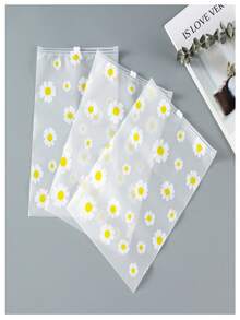 10pcs Random Chrysanthemum Pattern Transparent Storage Bags, Fixed Size, Frosted Zipper, Resealable, Reusable, Space-Saving, Suitable For DIY/Clothing/Shoes/Travel - View 7