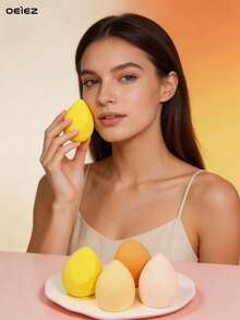 OEIEZ Spons Makeup Kuning Lembut, Spons Makeup yang Cocok untuk Alas Bedak Cair, Concealer, dan Pencampuran Alas Bedak - MultiWarna - View 11