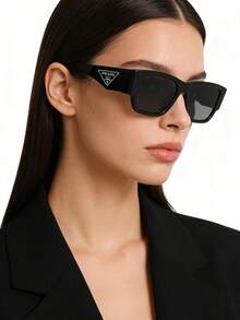 Prada Black Frame Women's Sunglasses, UV Protection, Summer Beach Style - Black - View 1