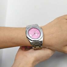 Ladies Luxury Fashion Watch - Blue/Pink Unique Textured Dial Wavy Hands Elegant Watch Quartz Movement - one-size - View 7