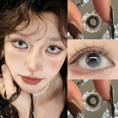  Lentes de contacto de colores Lalens - Negro gótico, Rojo, Personaje de anime Cosplay, Malla, Blanco, Negro, Blanco, Contactos oculares verdes, Crossdresser Cosplay, Maquillaje de ojos, Accesorios de disfraz y maquillaje de Halloween