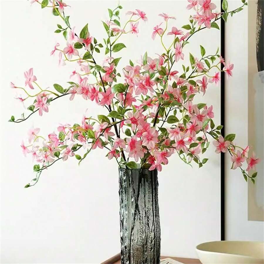 Bộ 3 cành hoa anh đào nhân tạo, mỗi cành dài 93cm, 4 nhánh mỗi thân, cây nhân tạo, cây tổng hợp màu xanh lá cây, làm từ sợi polyester, bền, phong cách tối giản hiện đại, thích hợp trang trí nhà cửa, bình hoa, đám cưới, tiệc tùng, phòng khách, phòng ngủ, trang trí tường DIY, trang trí bàn.