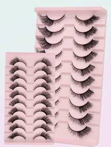 10对自然半眼假睫毛，3-5-12毫米混合长度，自然猫眼假睫毛，化妆工具，超长蓬松仿貂毛睫毛，自然长猫眼假睫毛 - 查看 6