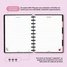 Caderno De Disco Iscool Inteligente 140 Folhas M+ G+ Monograma Floral Letra K - Preto e Rosa - Visão 7