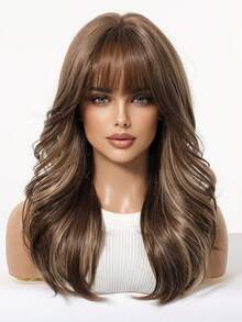 1Piece Brown Gold Type Synthetic Heat-Resistant Wig Brown Gold Long Straight Hair, Layered, Realistic And Natural, 18 Inches Long, Made Of Fiber, Suitable For Party Festival Cosplay Use Of Women's Wig - Piano Color - View 5