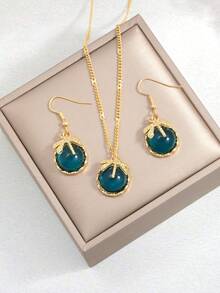 1 Set European And American Minimalist Dragonfly Earrings And Necklace Set, Suitable For Daily Wear - Multicolor - View 6