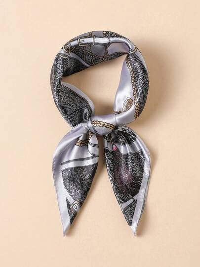 1pc Faux Silk Printed Pattern Scarf, 60cm Square Bandana, Fashion Versatile Accessory For Men & Women, Suitable For Daily Wear, Spring/Summer