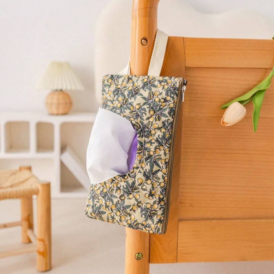 1 hộp đựng giấy ăn in hình hoạt hình dễ thương, túi đựng khăn ướt di động, hộp đựng giấy ăn dùng trong xe hơi. - Màu xanh Ô liu - Xem 1