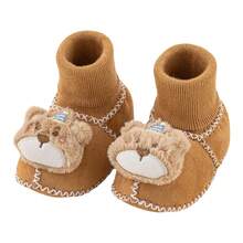 Infant Baby Booties Cute 3D Buny/Bear Doll Decor Non Slip Soft Indoor Crib Walking Socks - Nâu B - Xem 5