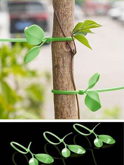 10pcs Thickened Plant Ties, Leaf Decor Imitation Sealing Strips, Snack Bag Sealing Strips, Suitable For Balcony, Garden Plants, Vegetables Climbing, Flower & Plant Support Frames
