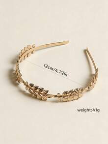 1pc Gold Leaf Headband, Retro Elegant Bridal Hair Accessory, Versatile Daily Wear - Gold - View 7