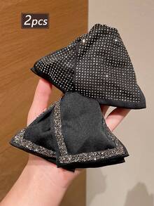 1/2pcs Women's Fashionable Full Rhinestone Triangle Hair Clips, New Hair Claw For Bun Hairstyle, Stylish Convenient Clips For Party, Beach, Dress, Daily Wear, Suitable As Valentine's Day Gift, Accessory! Summer Hair Accessories Beach Claw Clips Vacay,Holiday,Travel,Festival,Birthday - Black - View 10