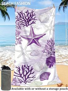 [Prosop de plajă ultra-moale, cu uscare rapidă, 250 g/m² | Disponibil 70*140 cm/90*180 cm | Model cu stele de mare violet | Prosop de înot portabil cu absorbție ridicată, decor pentru baie, prosop de plajă | Potrivit pentru vara, plajă, înot, călătorii, camping, fitness] - Multicolor - Vizualizare 6