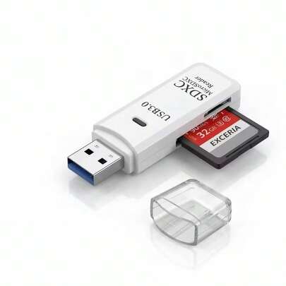 1 USB 3.0 2-In-1 Card Reader For SD/TF Cards- High Speed Memory Card Adapter (Compact & Portable)