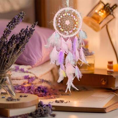 1pc Dreamcatcher Wind Chime Decor, Suitable For Baby/Kids Room, Bedroom Wall Hanging, Girly Dreamcatcher Wind Chime With Faux Feathers, Indoor Decoration, Garden Decor, Wedding Decoration, Home Decor