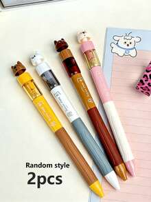 2/4pcs Dog Shaped Twist Water Spray Pen, Black Neutral Pen, Student Prank Squirt Pen, Cartoon Funny Creative Stationery Water Pen - Puppy - View 7