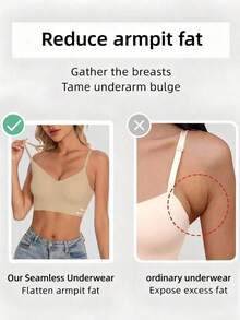 Women's Seamless Backless Bra, Summer Bra With Backless Design, Bridal Bra, Comes With 3 Adjustable Shoulder Straps, Comfortable And Breathable, Suitable Weddings, Formal Occasions, Can Be Paired With Camisoles. - Khaki - View 5