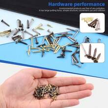 1600Pcs Small Tiny Nails Kit Wooden Screw Nail Gold Silver Bronze 1x6mm, 1x8mm 1x10mm Mini Nails For DIY Hardware Accessories Fixed Installation - Gold, Sliver, Bronze - View 5