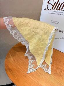 1pc Girl's Countryside Style Triangular Scarf Headband, Lace Thin Breathable Versatile Headwrap, Suitable For Daily Use - Multicolor - View 8