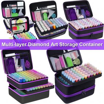Diamond Art Storage Container, 30/60/120/180/240-Compartment Diamond Painting Bead Storage Box, Includes 5D Diamond Art Accessories And Tool Set, Shockproof Canister, Suitable For Jewelry Beads, Perler Beads, Rings, Pendants, Rhinestones