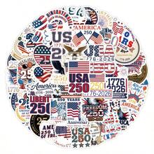 55张美国建国250周年纪念贴纸，1776-2026爱国主题贴纸，适用于笔记本电脑、水瓶等。 - 彩色 - 查看 11