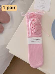 1双女士小腿袜（无硬纸板），薄款芭蕾舞风格交叉蝴蝶结小腿袜，适合春夏穿着，可与裙子百搭。 - 彩色 - 查看 14