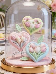 3D心形郁金香花卉硅胶模具，多用途模具，适用于蜡烛、肥皂、石膏和树脂工艺品，适合家居装饰、婚礼和节日DIY礼物、情人节和母亲节礼物 - A - 查看 2