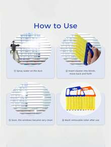 4pcs Window Blind Cleaning Tools, Washable 7-Finger Duster And Vent Cleaner, Roller Brush, Blind And Fan Dust Remover, Home Cleaning Supplies - 4 Items - View 5