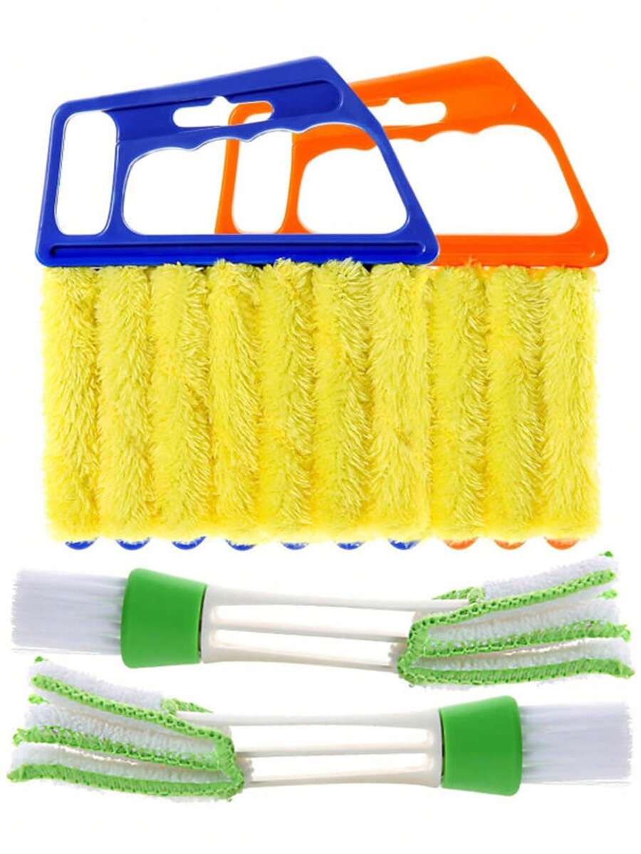 4pcs Window Blind Cleaning Tools, Washable 7-Finger Duster And Vent Cleaner, Roller Brush, Blind And Fan Dust Remover, Home Cleaning Supplies - 4 Items - View 1