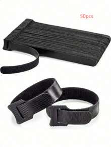 Cable Ties, Hook And Loop Straps For Home Data Cable Management And Gardening Bundling - Black - View 7