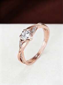 1 chiếc nhẫn thiết kế xoắn ốc sáng bóng thời trang, thích hợp để đeo hàng ngày, dự tiệc và các buổi tụ họp. - nhẫn - Xem 6