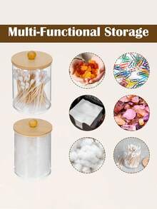 3 件套棉签盒套装 - 梳妆台收纳套装，包括棉球盒、牙线签、棉签盒、托盘和带盖药盒。 - 彩色 - 查看 5